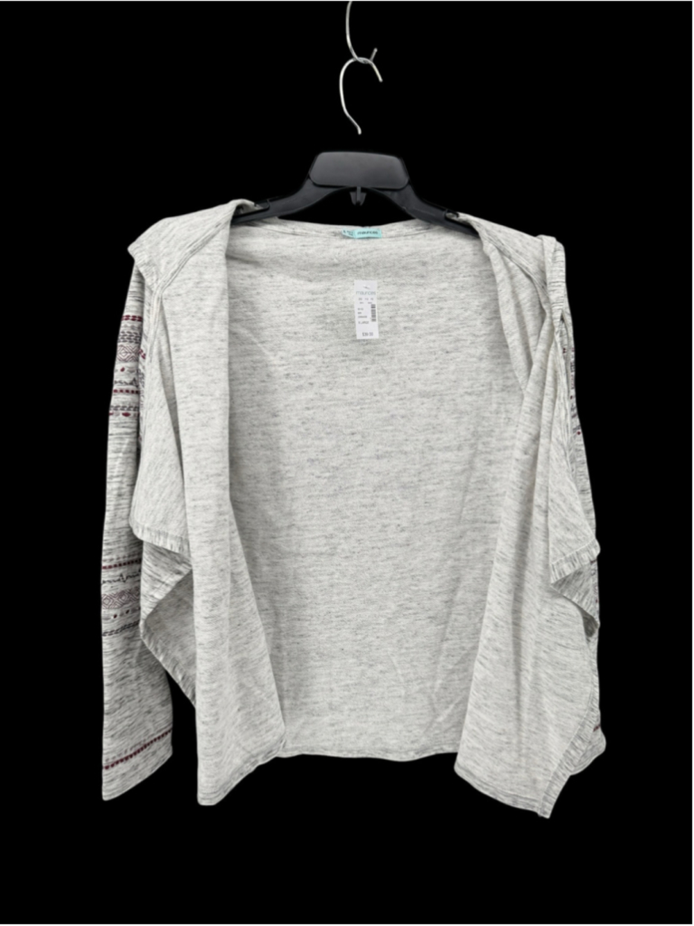 Women's Maurices Hoodie Sweatshirt XL Grey Maroon Patterned